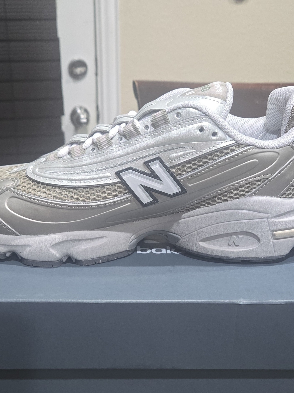 New Balance White and Gray Men's Athletic Sneakers